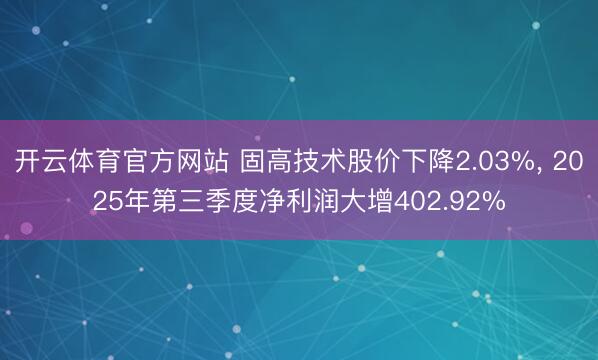 开云体育官方网站 固高技术股价下降2.03%， 2025年第三季度净利润大增402.92%