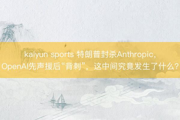 kaiyun sports 特朗普封杀Anthropic,OpenAI先声援后“背刺”,这中间究竟发生了什么?